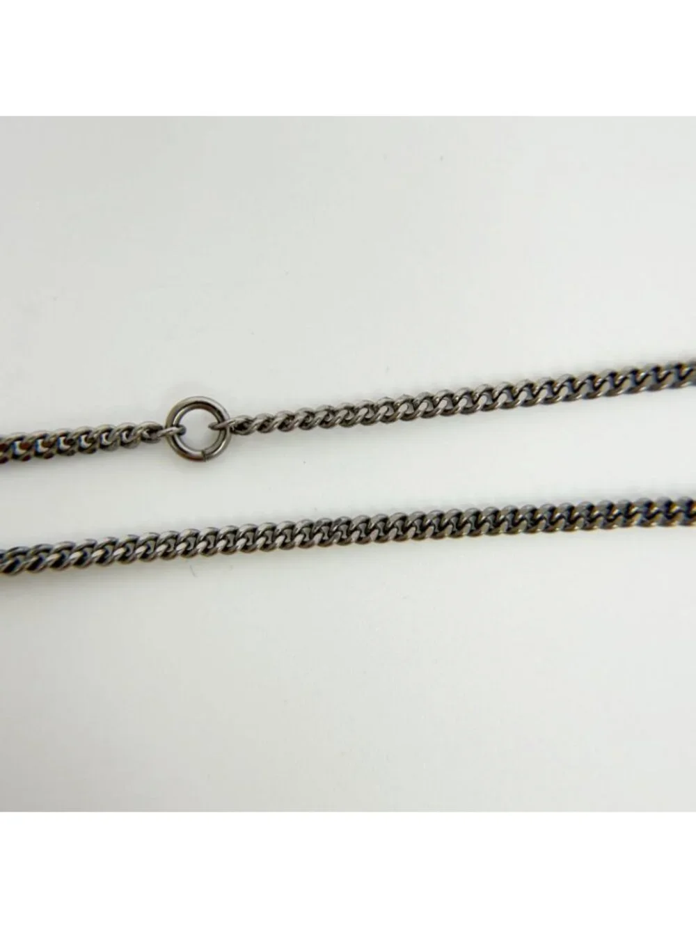 Chanel CC Logo Necklace Plated Rhinestone Silver Vintage